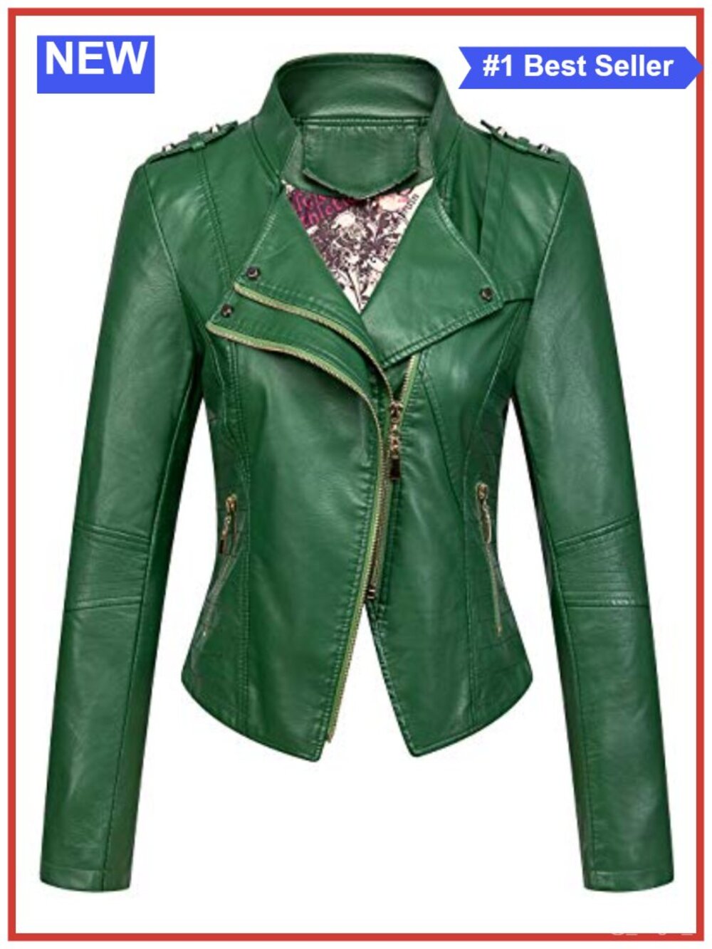 Faux Leather Asymmetric Zip Cropped Moto Jacket Slim Fit